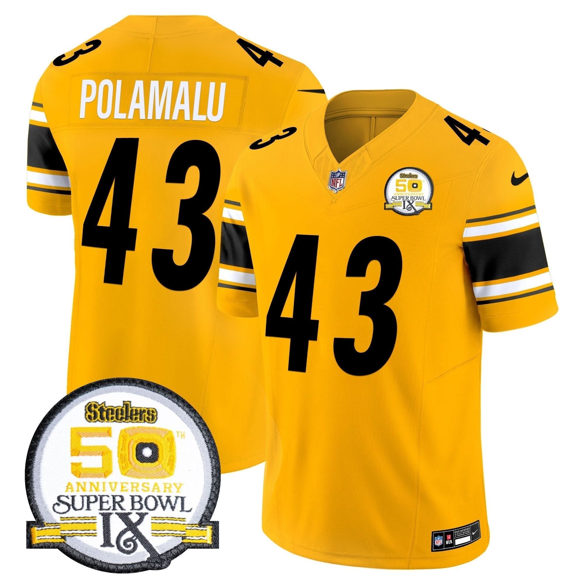 PIT 50th Anniversary Of Super Bowl IX Patch Vapor Limited Jersey