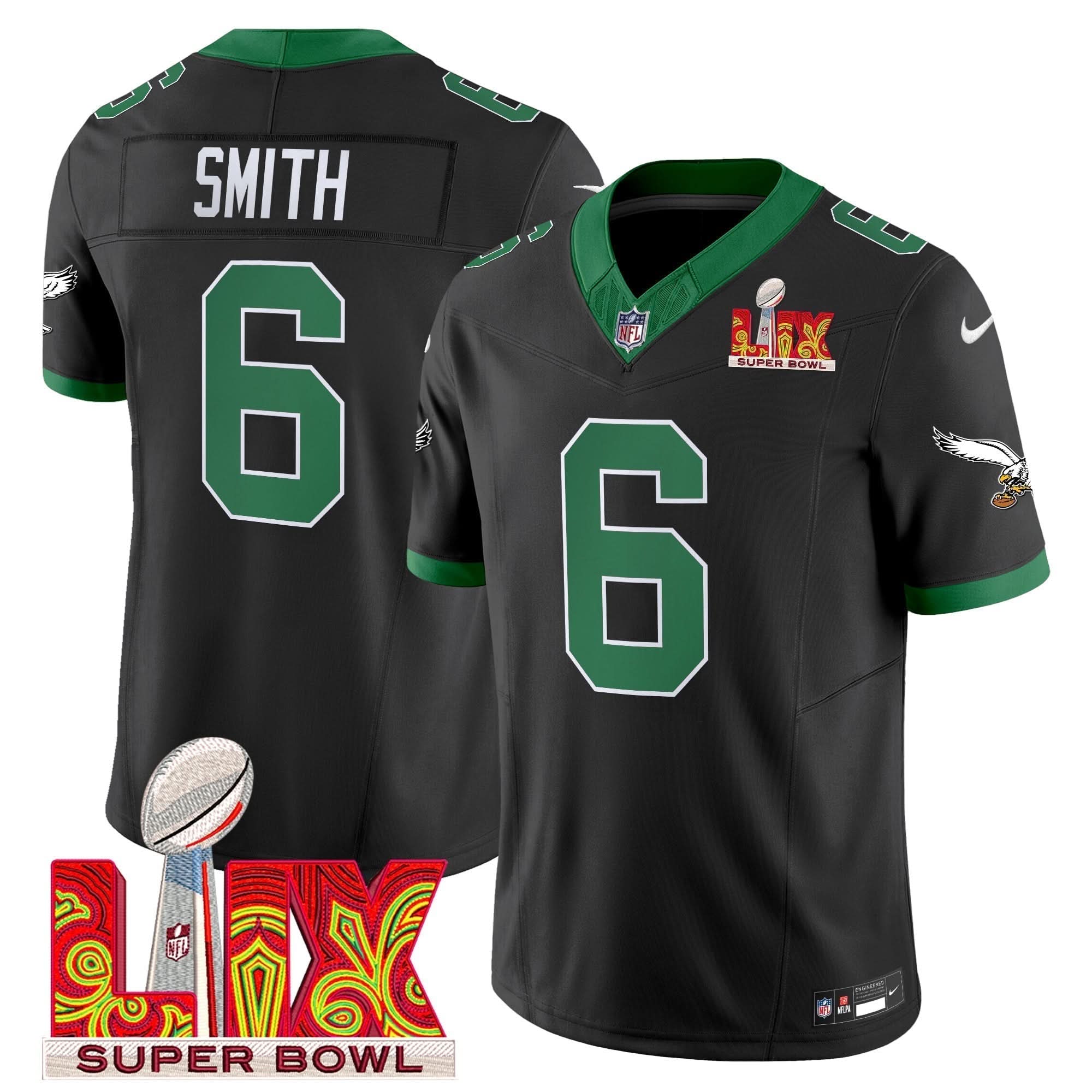 PE Kelly Green Super Bowl LIX Patch Vapor Limited Jersey