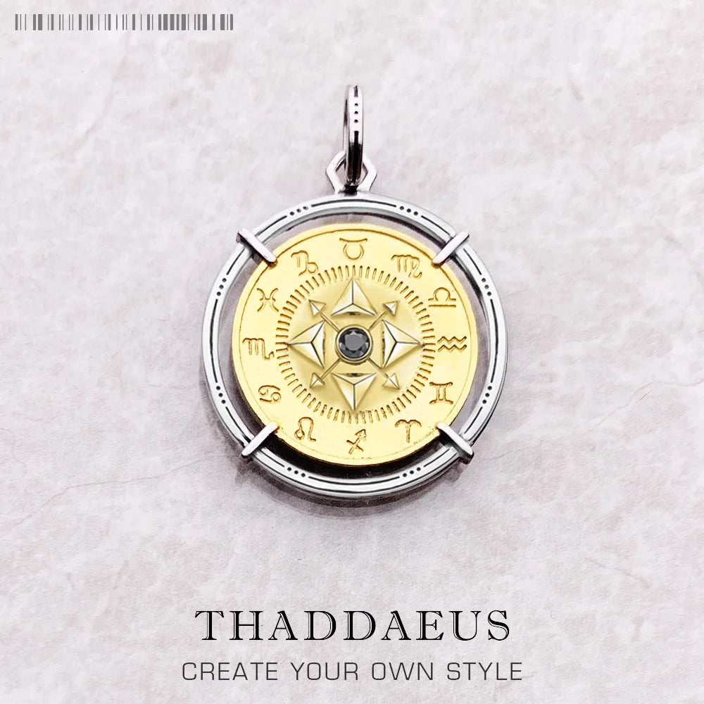 Pendant Amulet Elements of Nature Gold Brand Fine Jewelry Europe 925 Sterling Silver Vintage Gift For Women Men