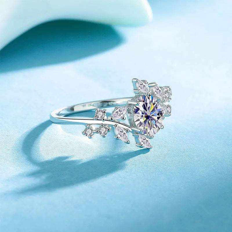 18K Real Platinum PT950 Moissanite Diamond Ring Women's Group Setting Design Light Luxury Proposal Ring