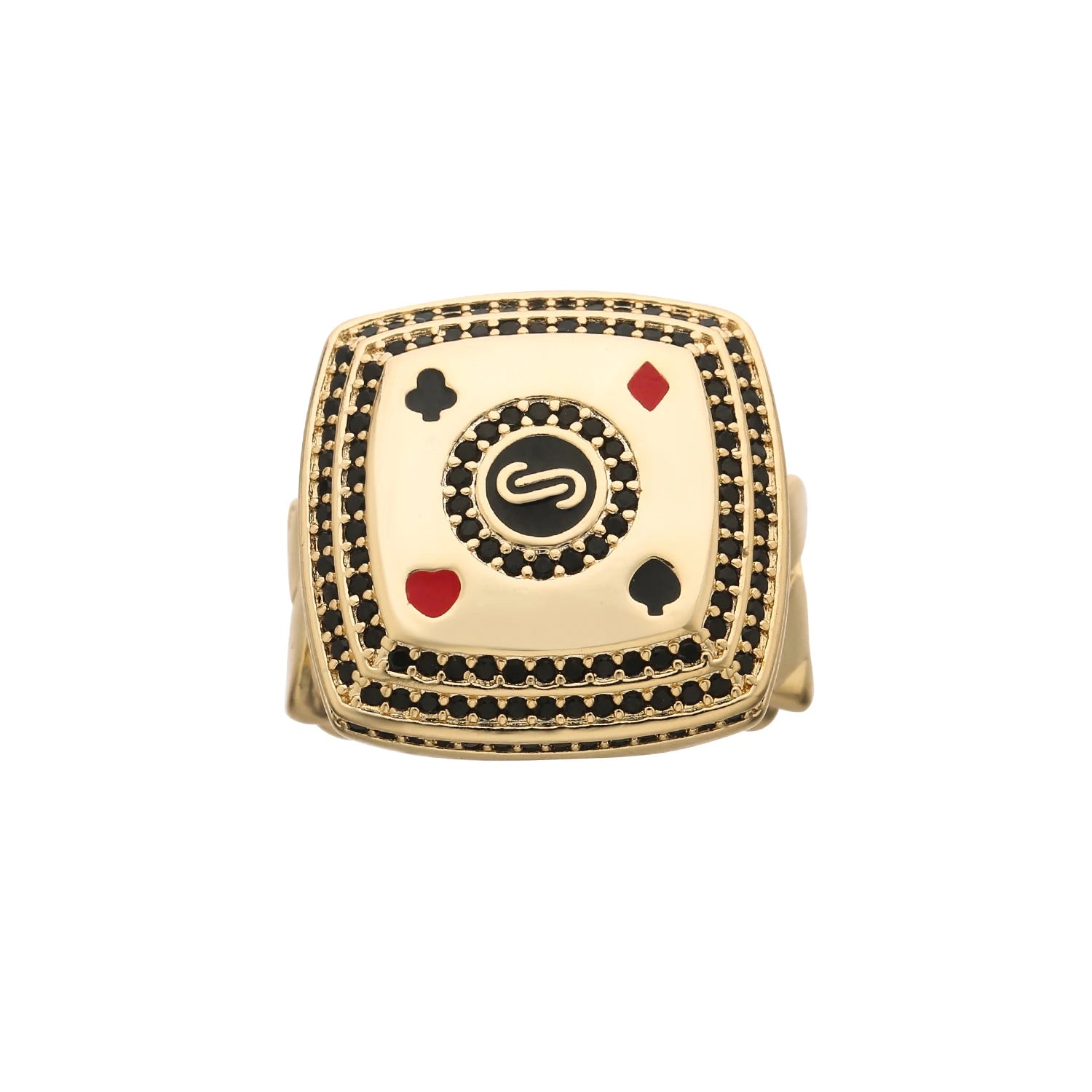 New men's trendy jewelry, European and Italian hip-hop street style mahjong ring.