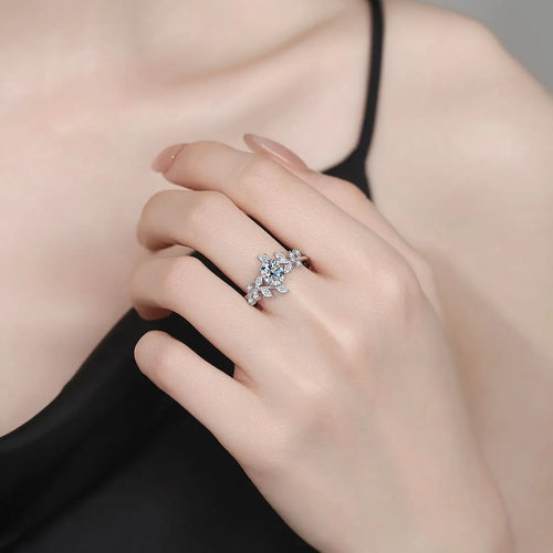 18K Real Platinum PT950 Moissanite Diamond Ring Women's Group Setting Design Light Luxury Proposal Ring