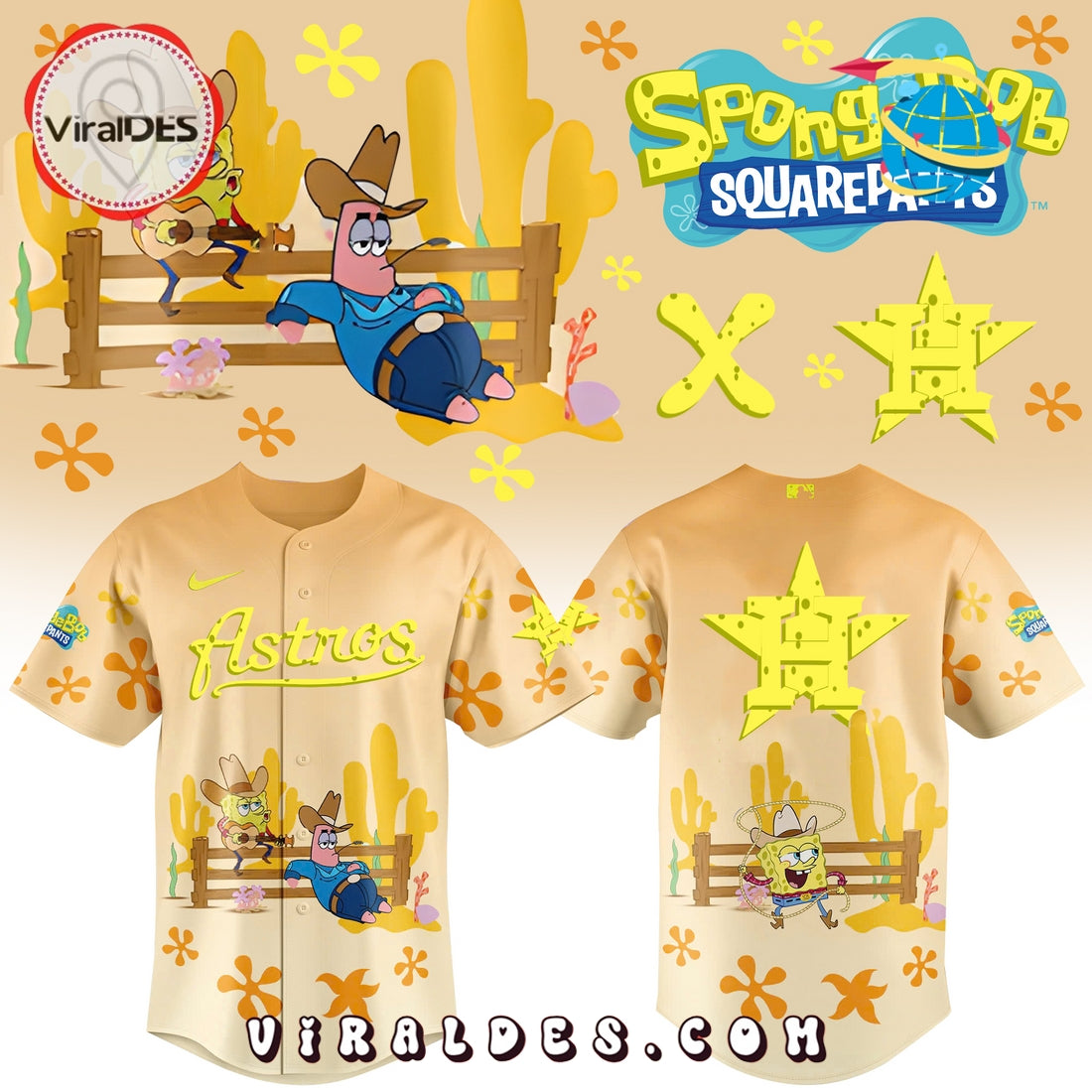 Spongebob Squarepants MLB Houston Astros Baseball Jersey